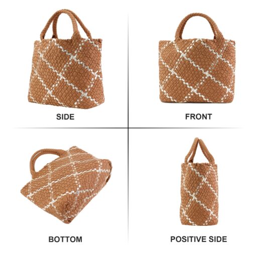Colorblock Neoprene Woven Bag - Camel - Image 4